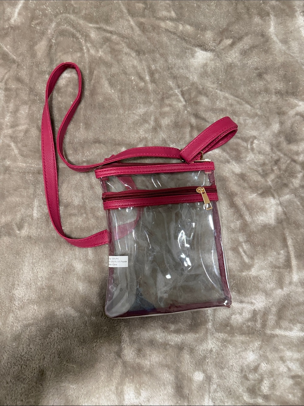 Clear Crossbody Bag with Red Trim